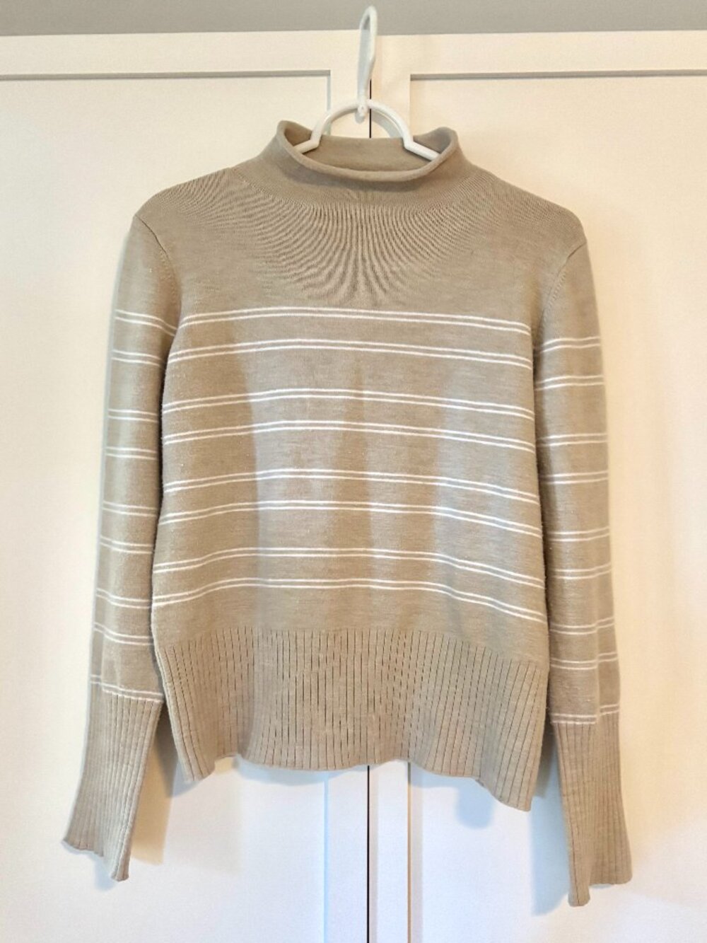 French Connection roll neck striped sweater (size L)